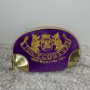 Y2K Purple and Gold Velour Velvet Zip Pouch